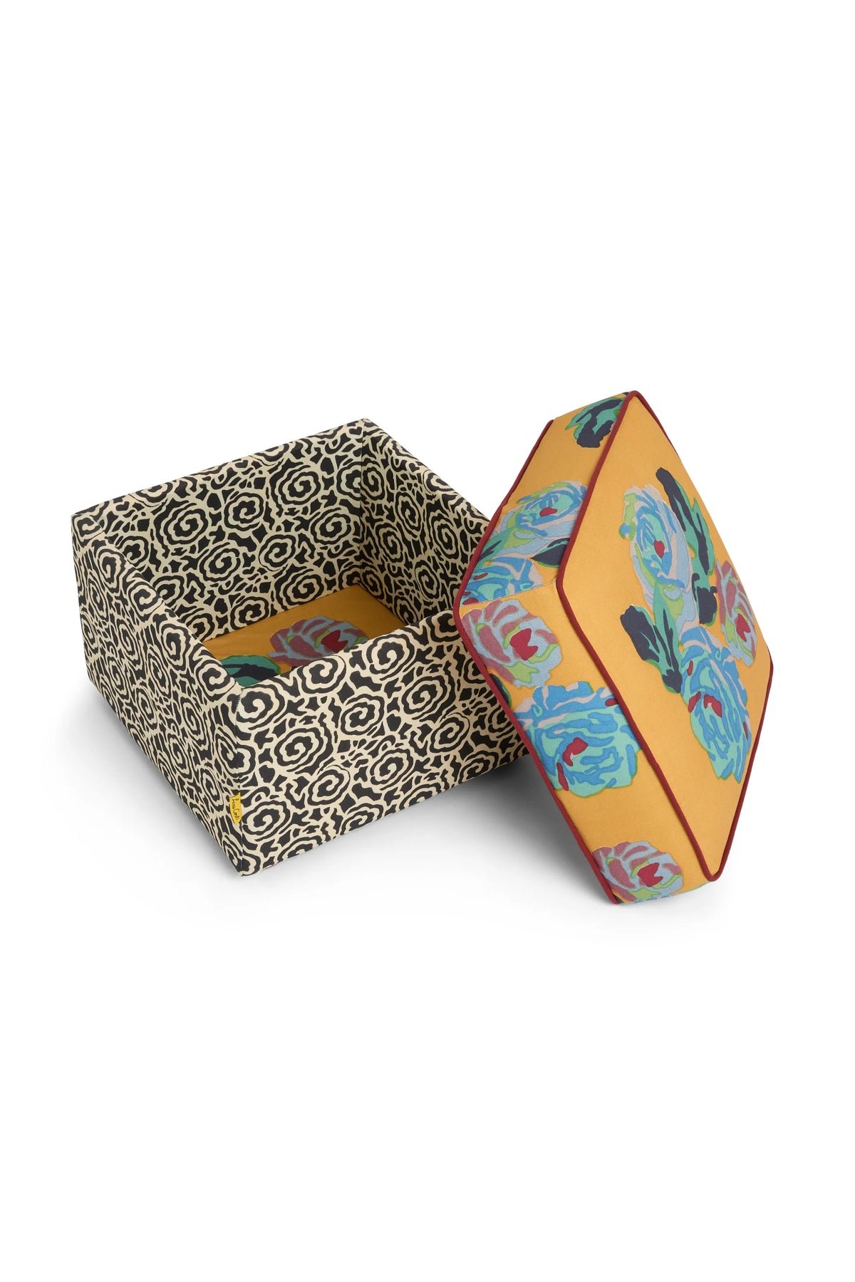Nizam Mustard Stripes Square Ottoman Pouf
