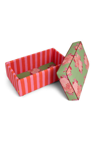 Corolla Green Stripes Rectangular Ottoman Pouf