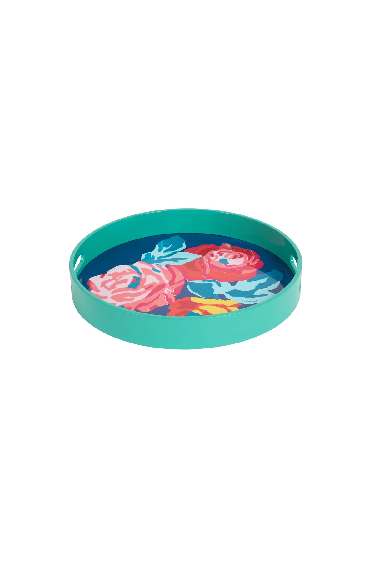 Nizam Flower Geranium Round Tray - Blue