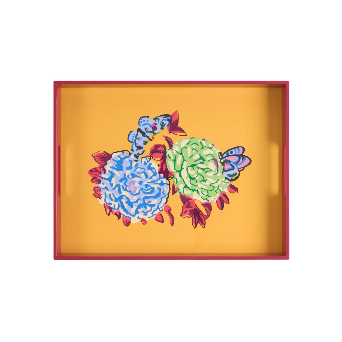 Queen Flower Yellow Rectangular Tray