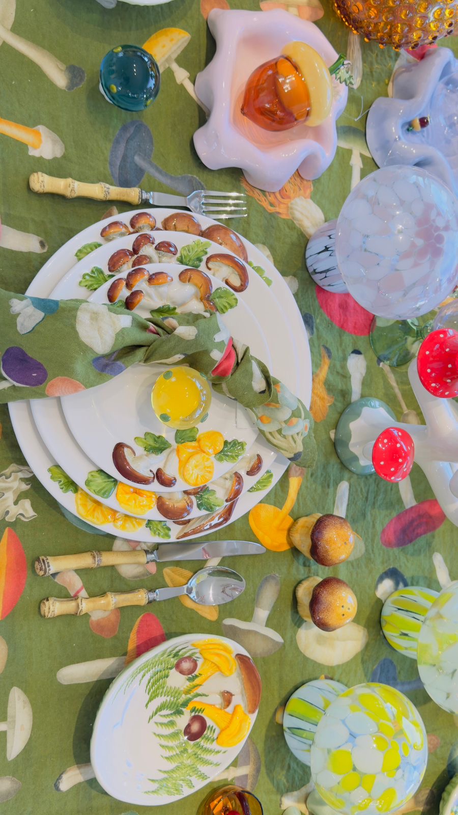 Les Ottomans Mushroom Hand Painted Porcelain Under Plate