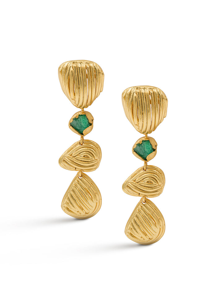 3 Shells Emerald Earrings
