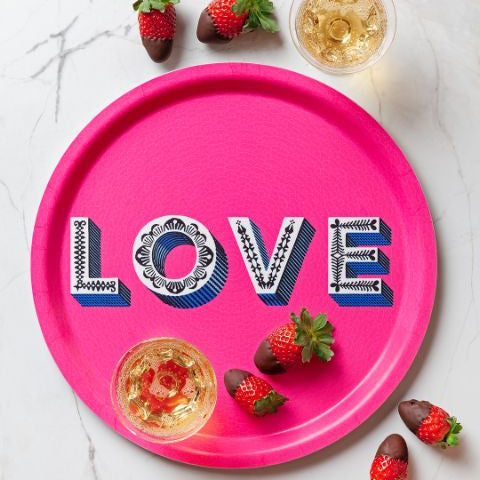 Love Bright Pink Tray 31cm