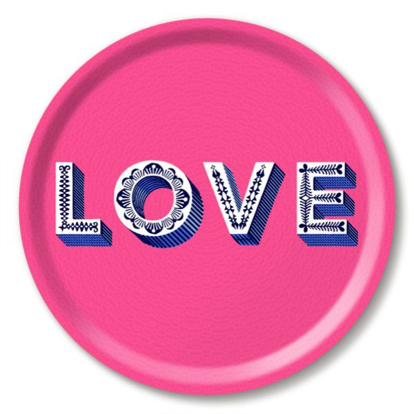 Love Bright Pink Tray 31cm