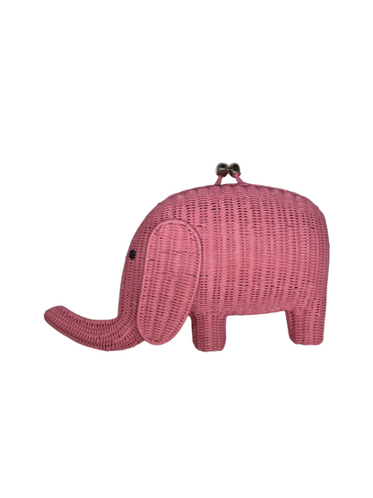 Serpui Harry Wicker Elephant Bag - Pink