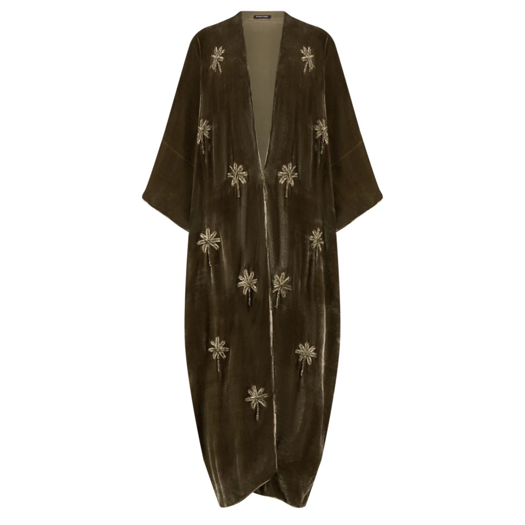 Shades of Brown Velvet Kimono