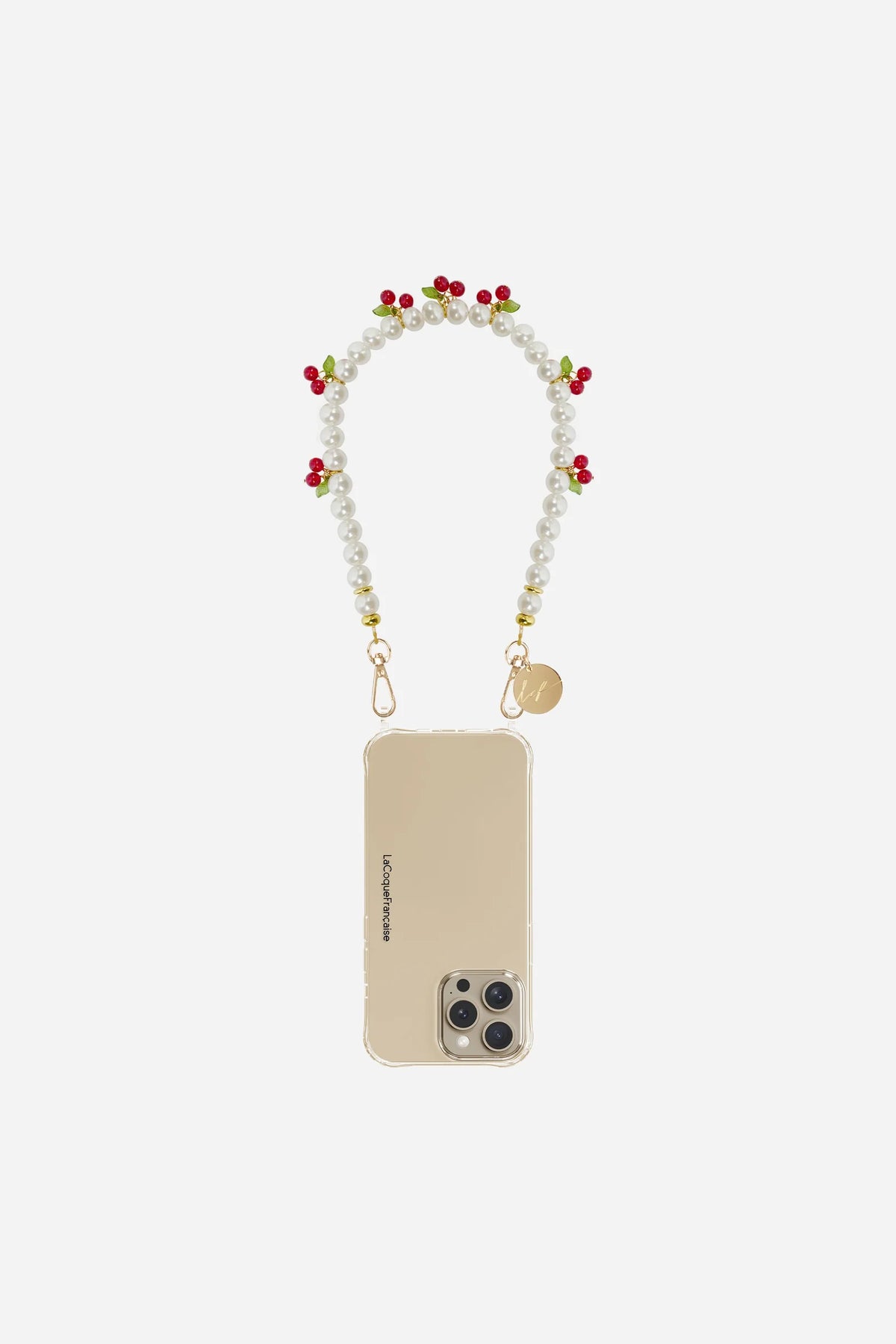 La Coque Francaise Cherry White Short Phone Strap