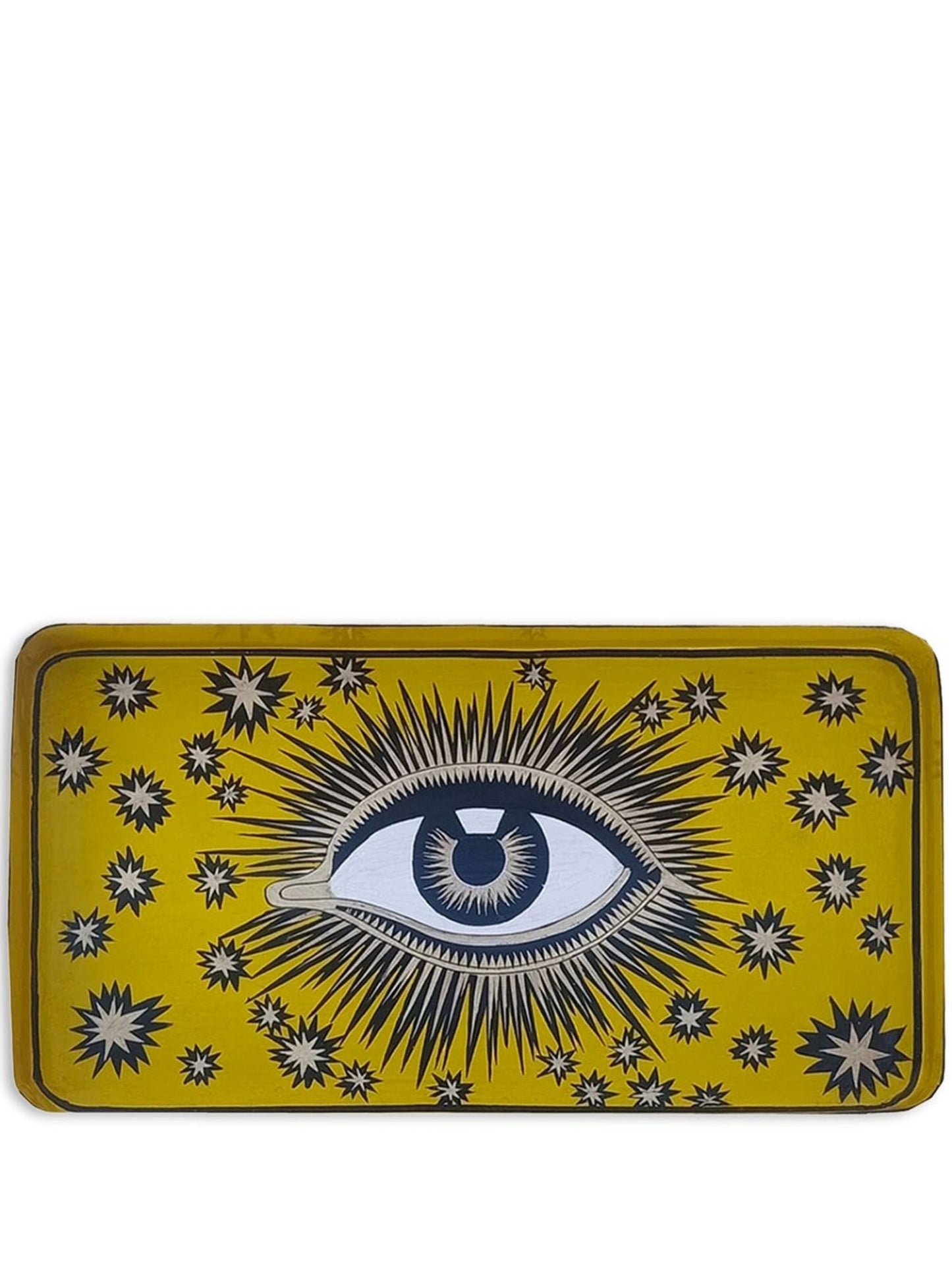 Les Ottomans Rectangular Hand Painted Evil Eye Iron Tray