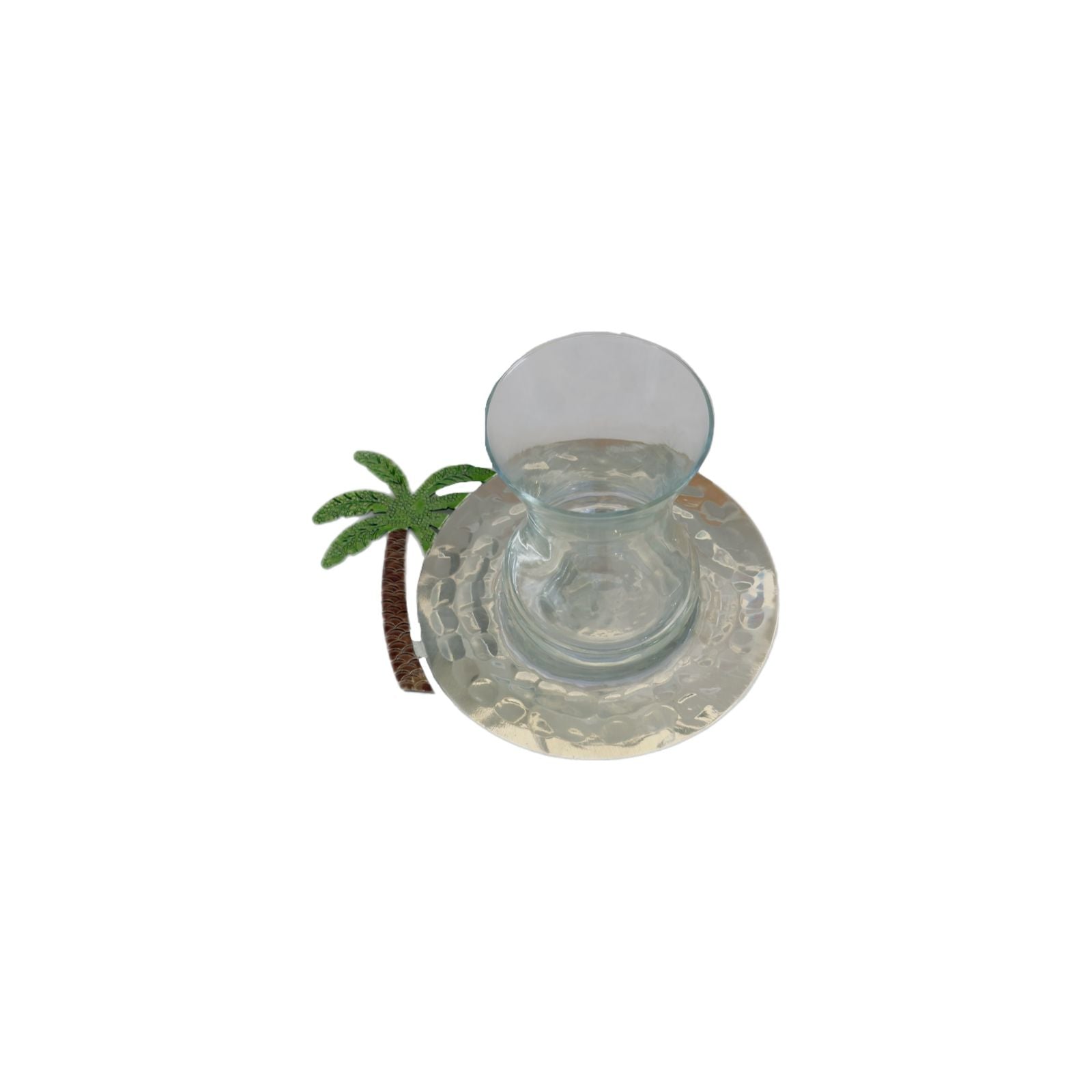 Tea Cup Aluminium with Palm Tree  - Silver