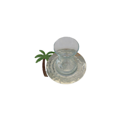 Tea Cup Aluminium with Palm Tree  - Silver