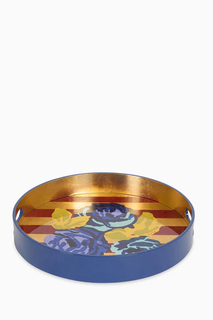 Gold Nizam Striped Red Round Tray