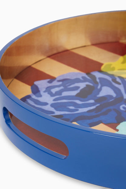 Gold Nizam Striped Red Round Tray