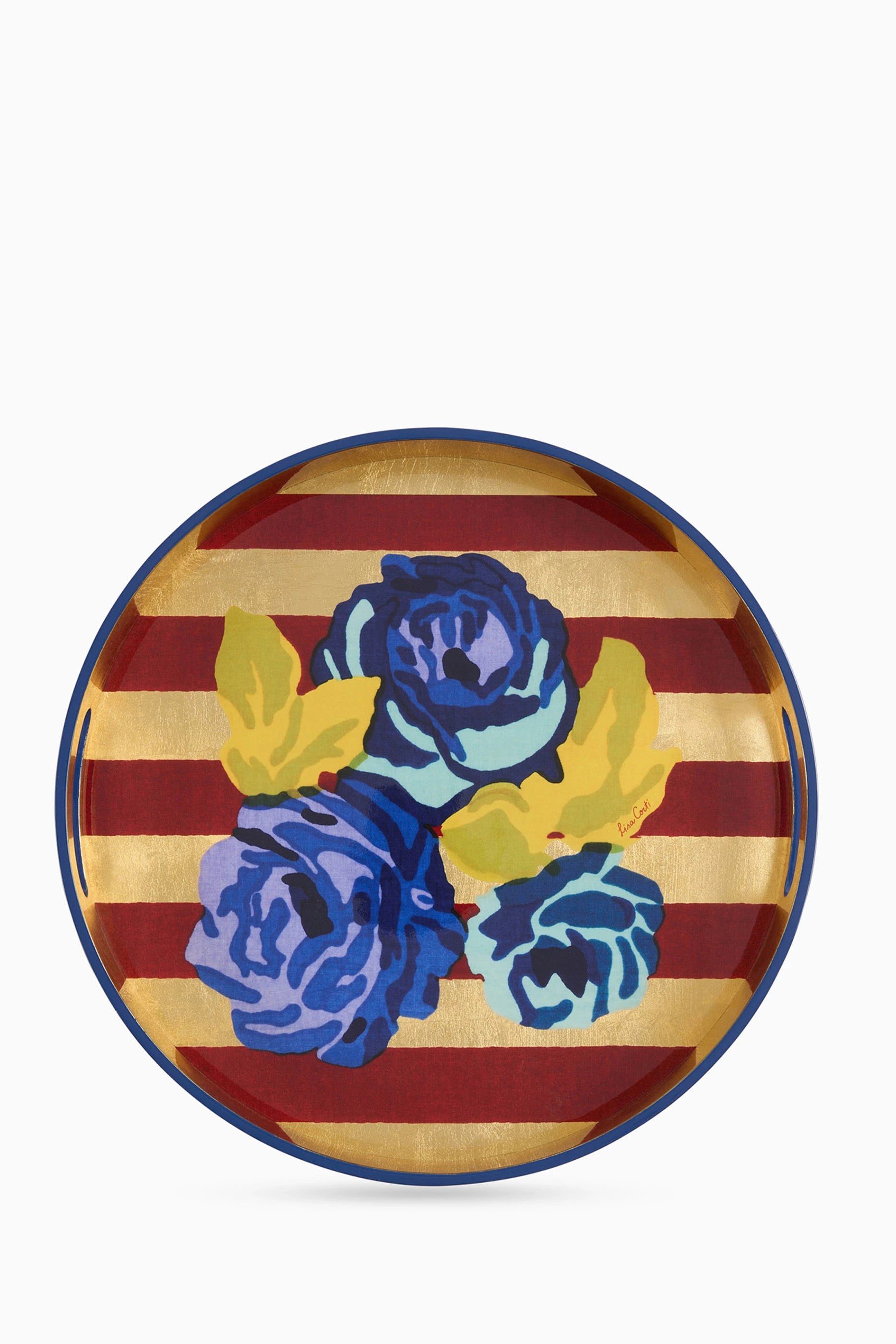 Gold Nizam Striped Red Round Tray