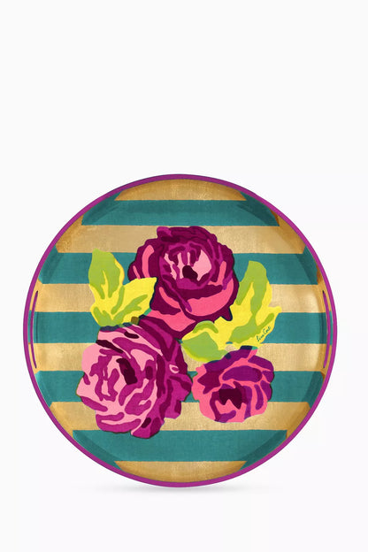 Veronese Nizam Striped Gold Round Tray