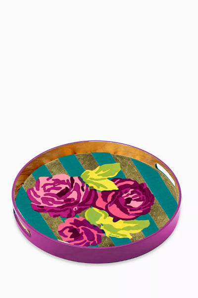 Veronese Nizam Striped Gold Round Tray
