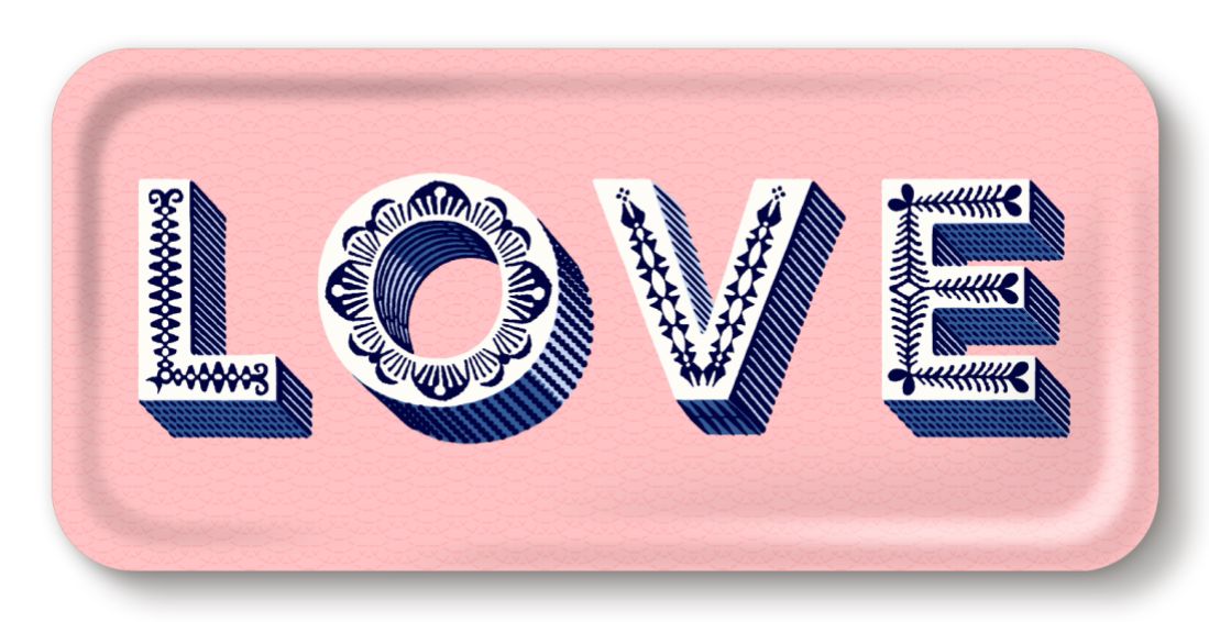 Love / Pink Tray 32x15cm