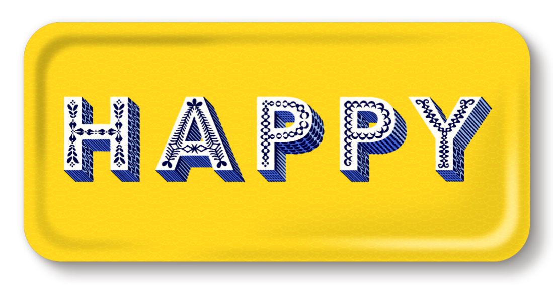 Happy / Yellow Tray 32x15cm