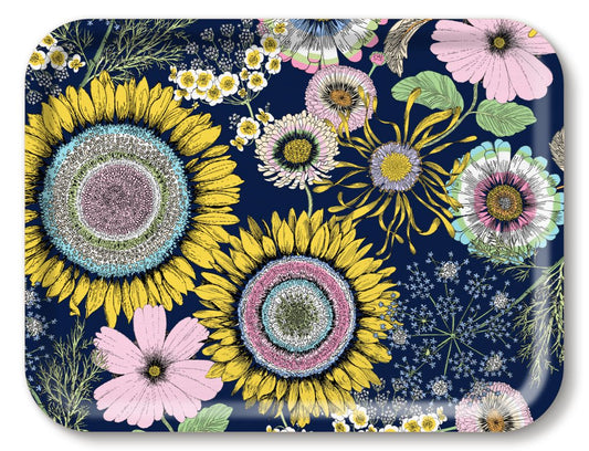 Sunflowers Navy Tray 43x33cm