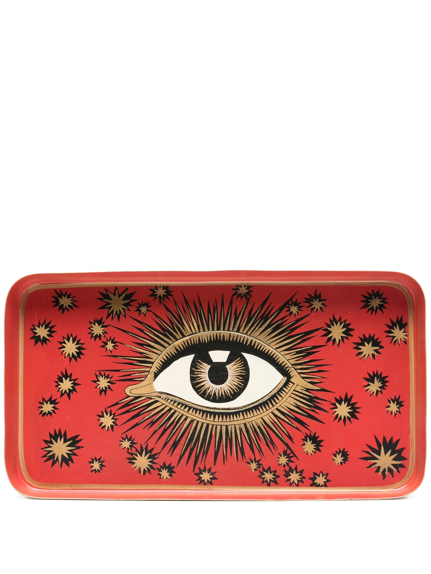 Les Ottomans Rectangular Hand Painted Evil Eye Iron Tray