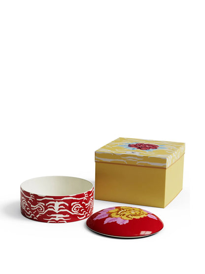 Indian Tiger Porcelain Trinket Box - Red