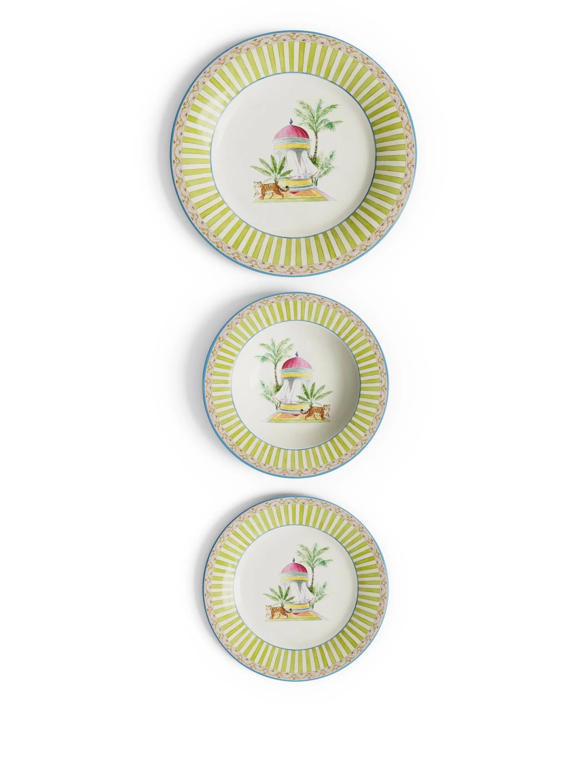 Sariska Porcelain Plates Set of 3 - Green