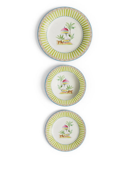 Sariska Porcelain Plates Set of 3 - Green