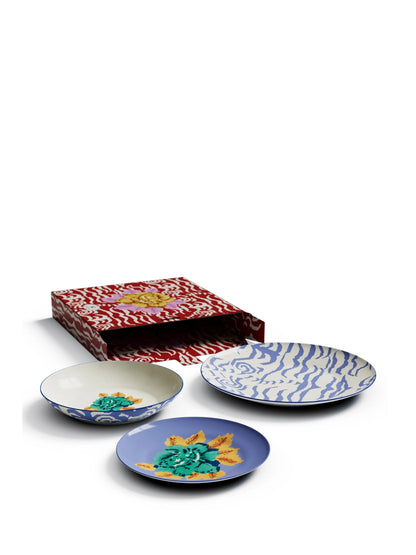 Indian Tiger Gold Porcelain Plates Set of 3 - Pervinch