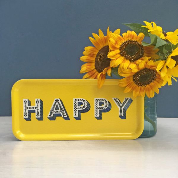 Happy / Yellow Tray 32x15cm