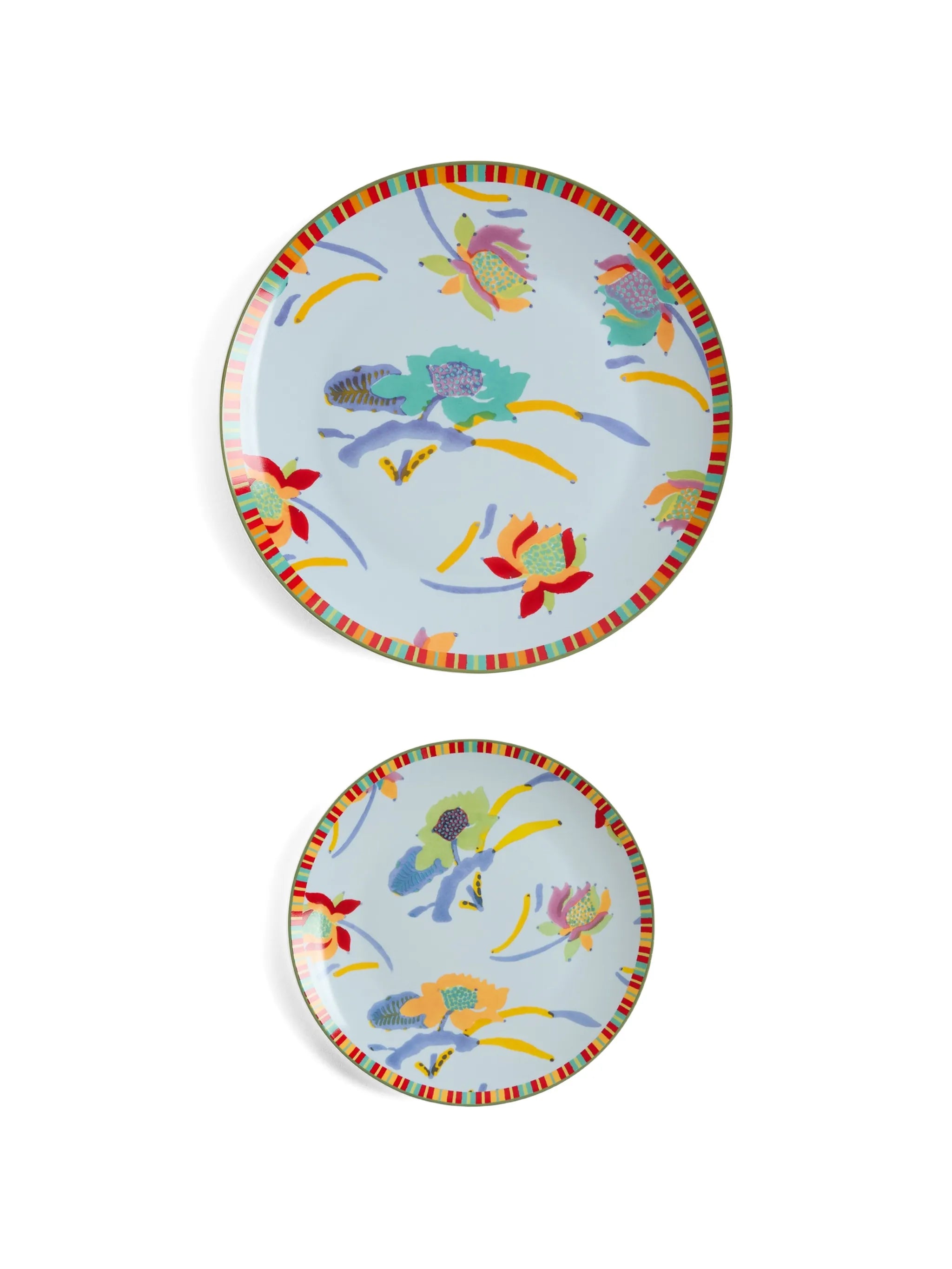 Japanese Porcelain Plates Set of 2 - Light Blue