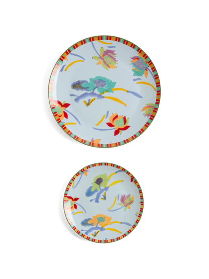 Japanese Porcelain Plates Set of 2 - Light Blue