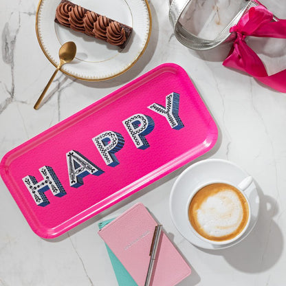 Happy/ Pink Tray 32x15cm