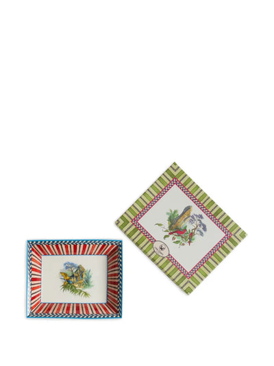 Jungle Parrot Porcelain Charger Tray - Red