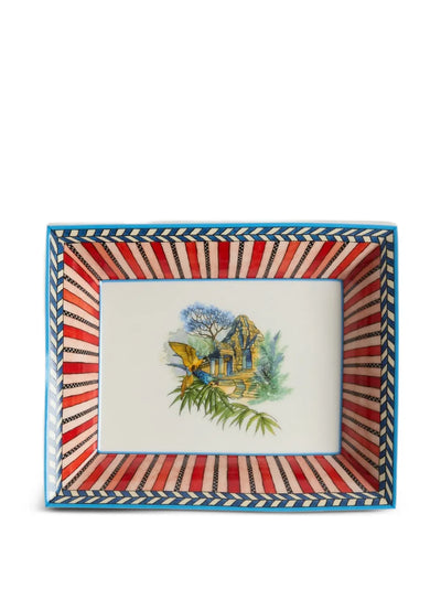 Jungle Parrot Porcelain Charger Tray - Red