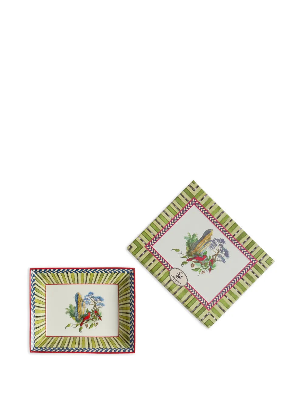 Jungle Parrot Porcelain Charger Tray - Green