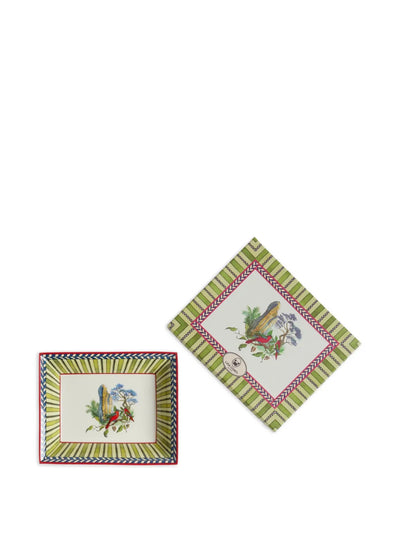 Jungle Parrot Porcelain Charger Tray - Green