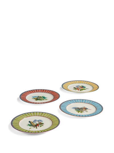 Jungle Parrot Porcelain Dessert Plates Set of 4