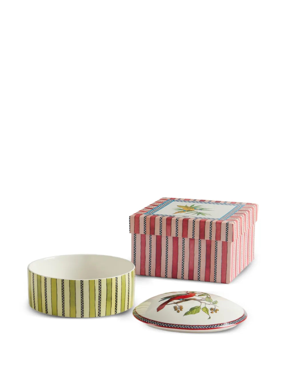 Jungle Parrot Porcelain Trinket Box - Green