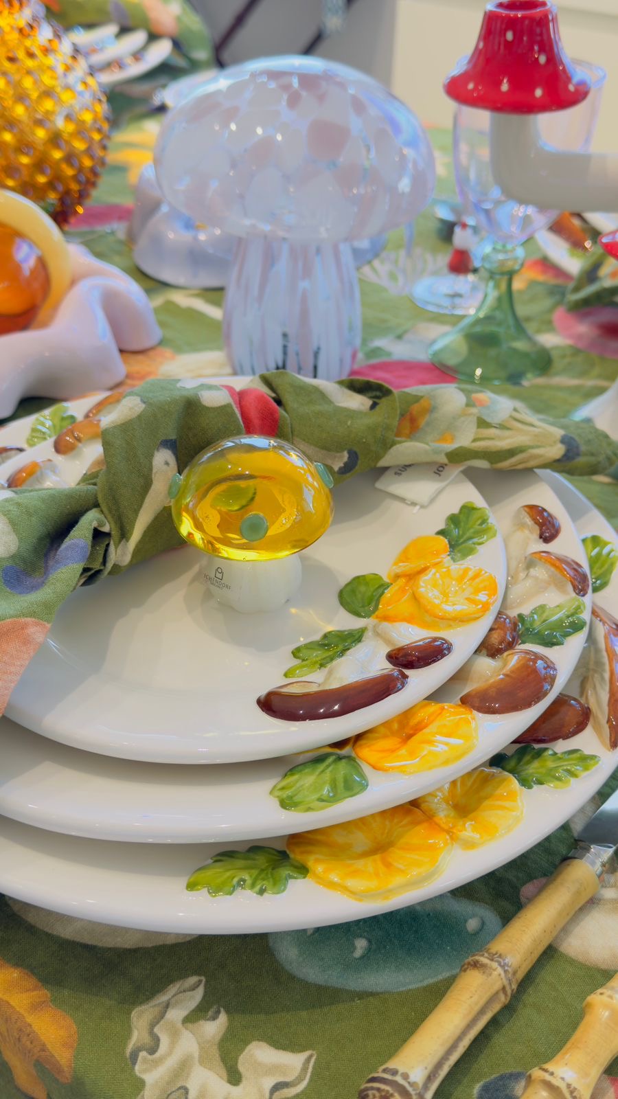 Les Ottomans Mushroom Hand Painted Porcelain Dinner Plate