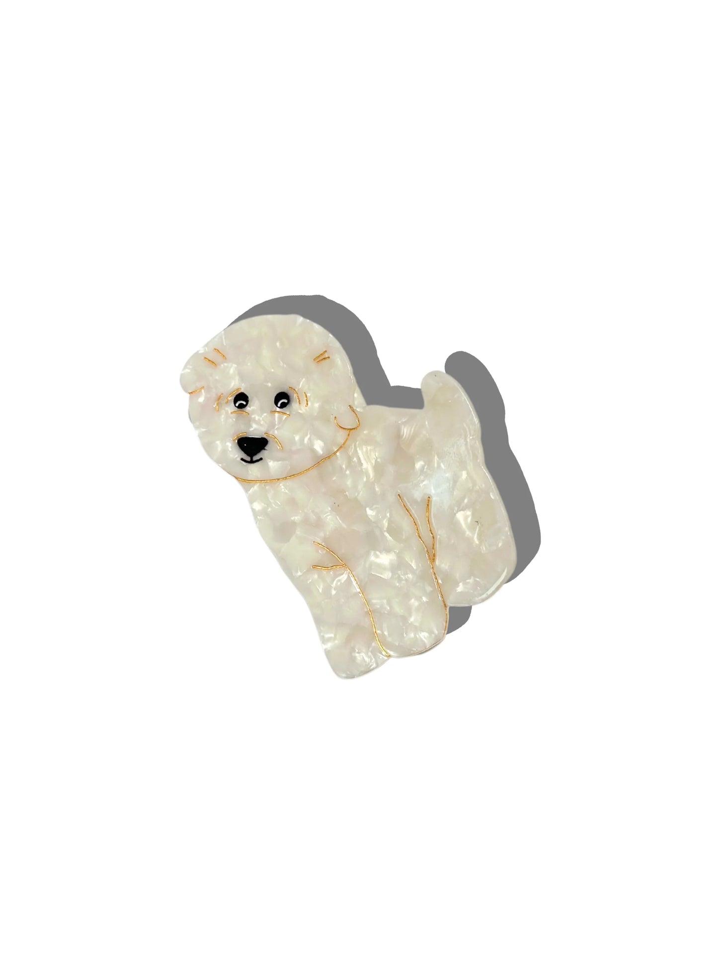 Bichon Frise Dog Hand Painted Claw Hair Clip