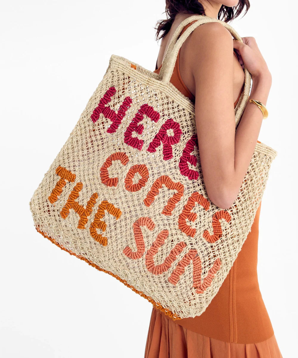 The Jackson Jute Tote Bag Large - Here Comes the Sun