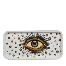 Load image into Gallery viewer, Les Ottomans Rectangular Evil Eye Wooden Tray - White
