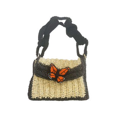 Butterfly Raffia Strap Bag