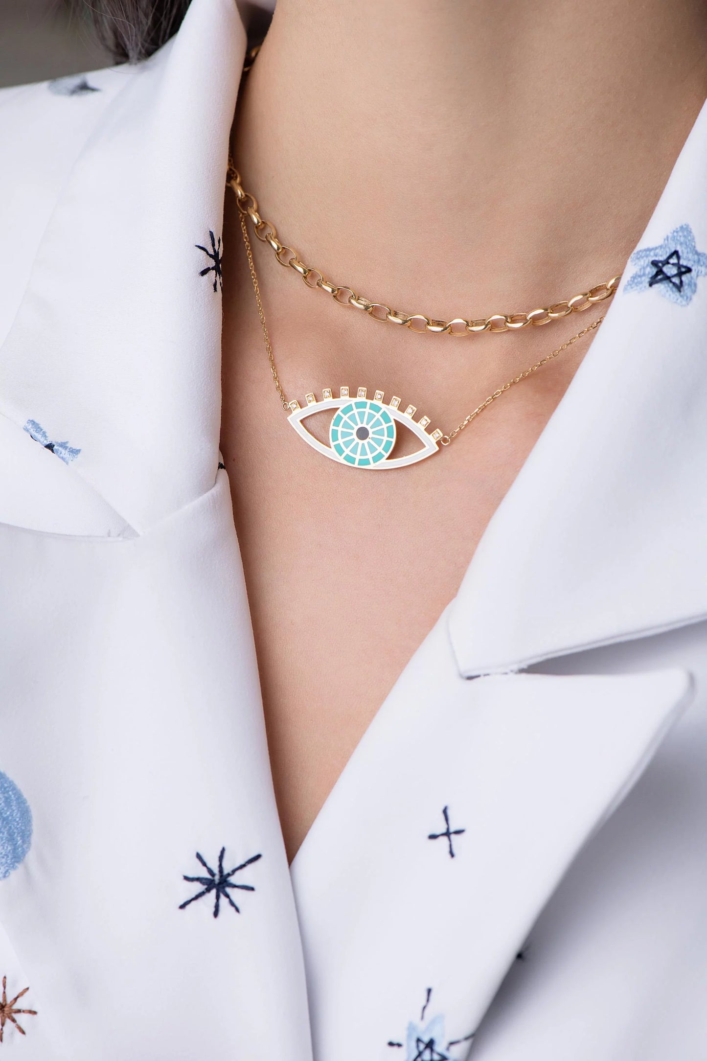 LRJC  Diamond Evil Eye Necklace