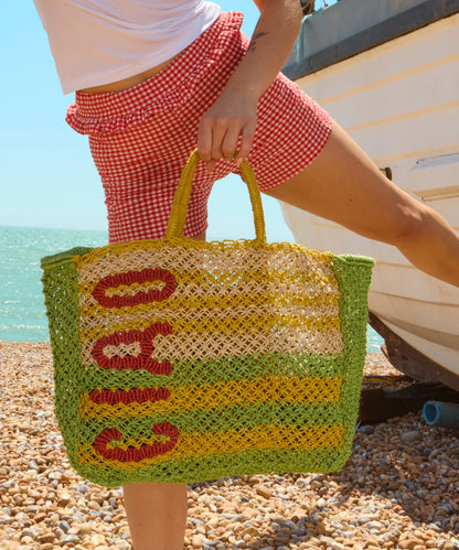 The Jackson Jute Tote Bag Olive - Ciao