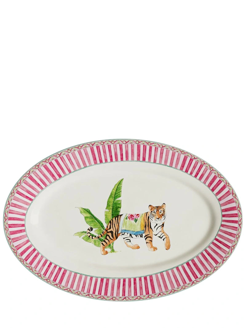 Sariska Porcelain Oval Platter - Pink Unica