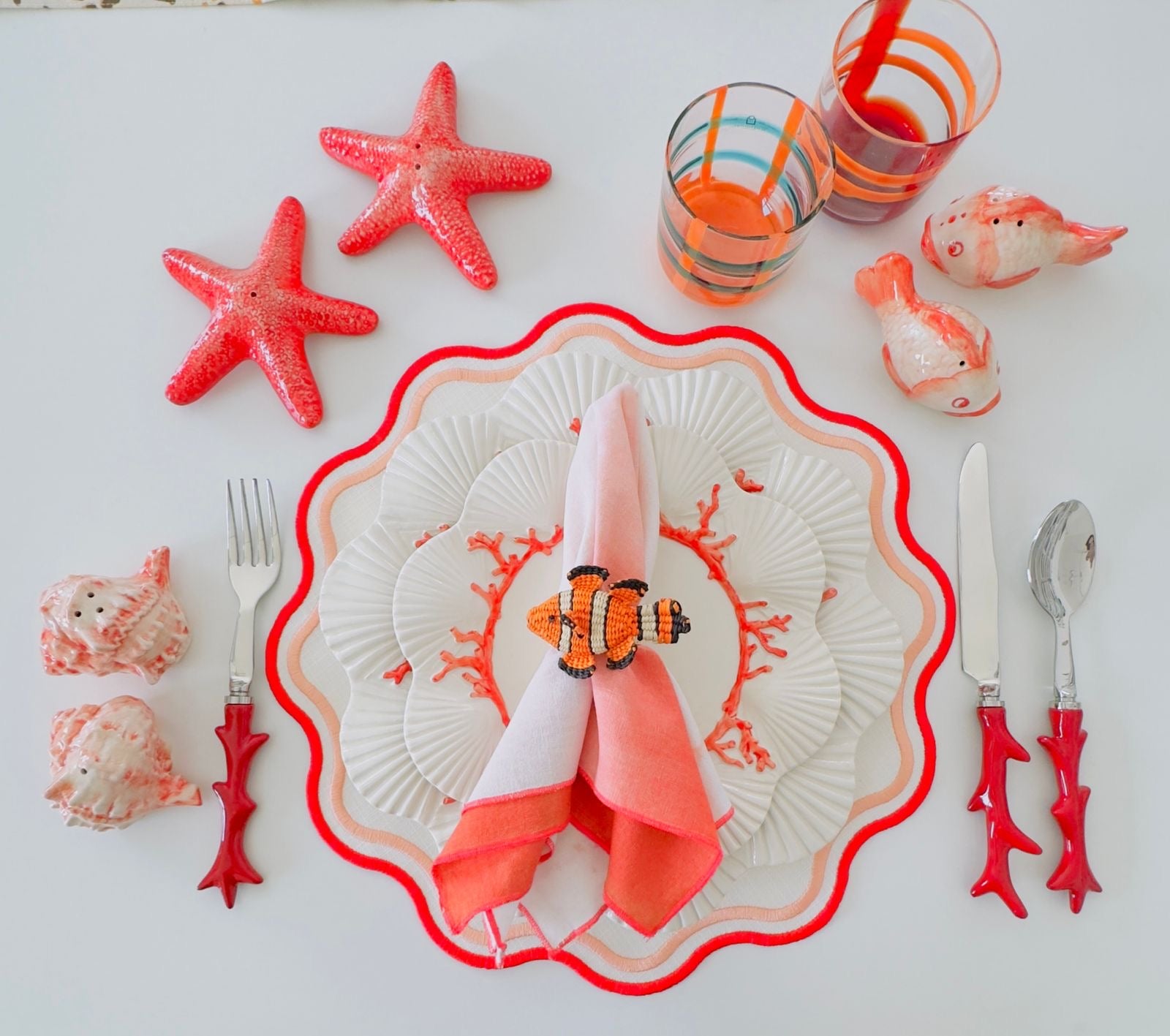 Les Ottomans 5 Pieces Coral Cutlery Set