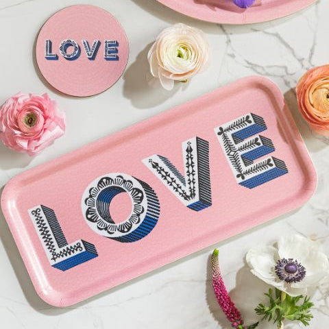Love / Pink Tray 32x15cm