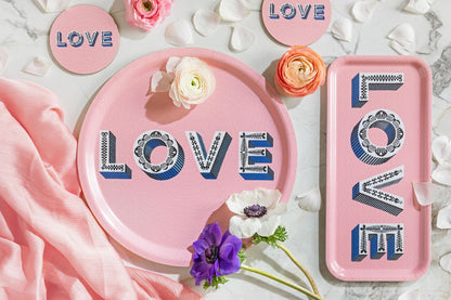 Love / Pink Tray 32x15cm
