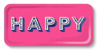 Happy/ Pink Tray 32x15cm