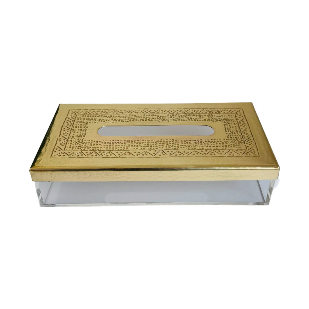 Tissue Box with Brass Cover -Gold